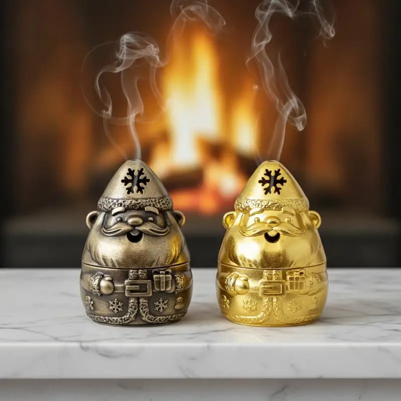 Metall-Weihnachtsmann-Räuchergefäß mit Hohlschneeflocken-Design Perfekt – Detail 19