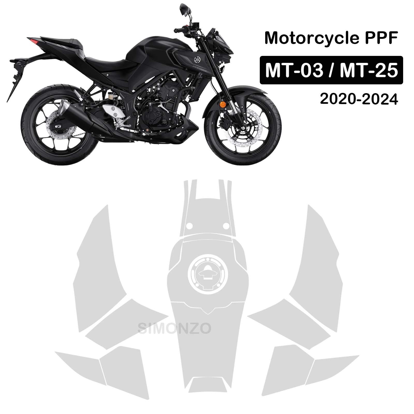 MT 25 PPF MT 03 Paint Protection Film For Yamaha MT-03 MT 25 TPU Protection Anti-scratch Film Motorcycle Fairing Protection