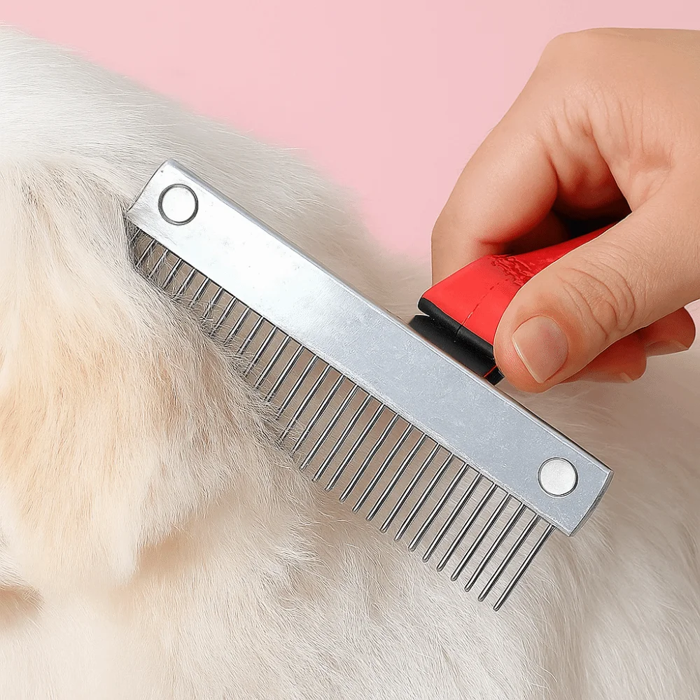 

Hair Comb Steel Comb Pet Grooming Rake Long Tooth Anti-Slip Handle Cat Dematting Brush Pet Deshedding Brush Shedding Season