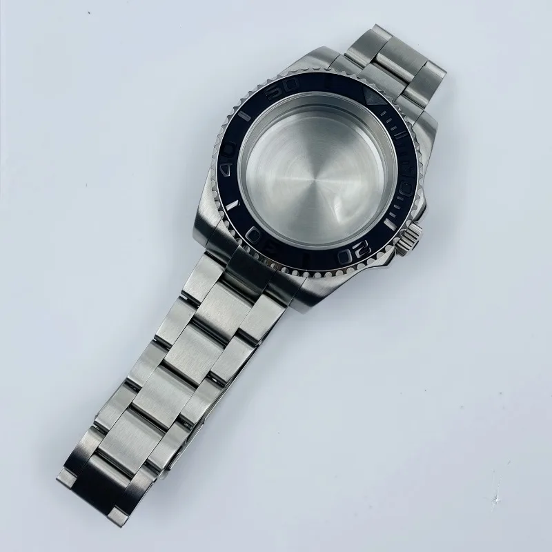 Per cassa NH35 Set di cinturini per cassa in acciaio inossidabile da 40 mm Raccordo in vetro zaffiro per cassa piatta con movimento NH34