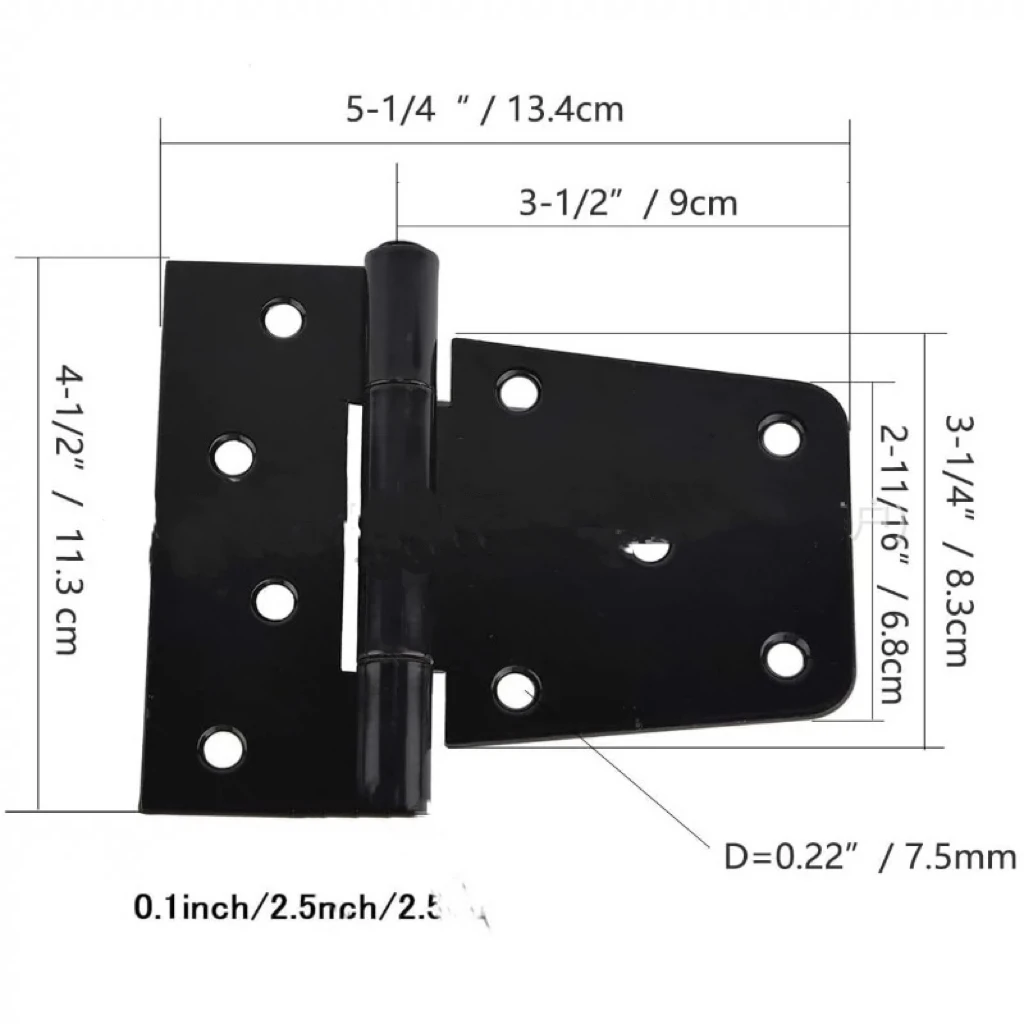 2pcs heavy Duty Door Hinge 3.5 Inches 8.9 Cm Black Barn Door Hinge Square Barn Hinge Shed Wood Fence Gate