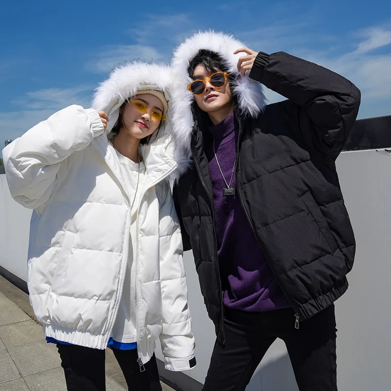 

ex Casual Loose Winter down Jaet with Fur Collar Outdoor Ci Life Suitable Polyester Fiber 90% White Du down Filling