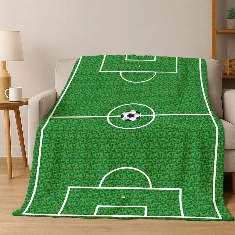Classic Football Field Soccer Sport Flannel Blanket Soft Warm Throw Blanket for Bedroom Living Room Bed Travel Camping Picnic