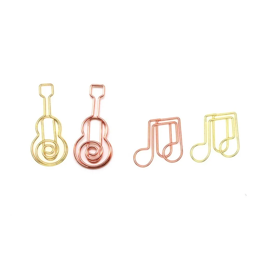 10pcs Metal Memo Music Note Paper Clips Index Bookmark Music Note Metal Paper Clips Guitar Clip-on Creative Bookmark Clip Office