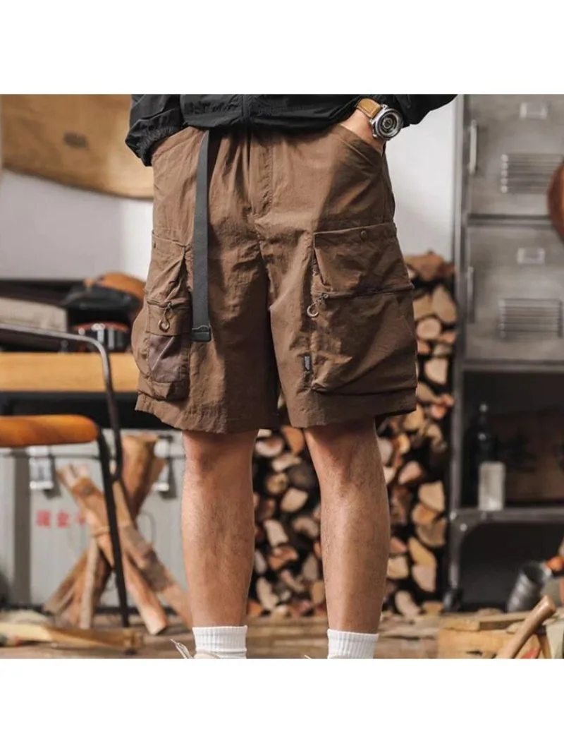 

Juspinice для поездок на работу, американская функциональная рабочая одежда, шорты, повседневные тонкие свободные летние брюки с карманами, пять четвертей, мужская одежда