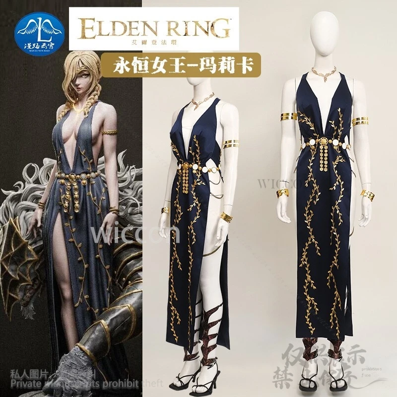 Queen Marika Cosplay Anime Game Eldenn Costume Rings high-quality Dress Lolita Shoes Wigs For Girls Woman Christmas Customized