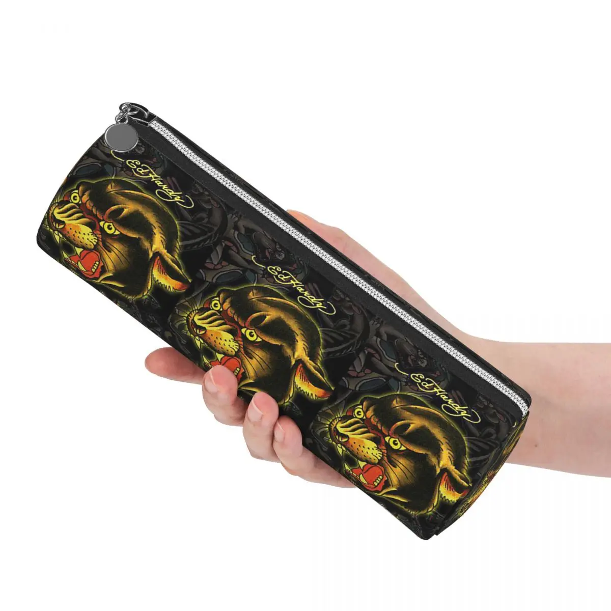 Ed-hardy Tattoo Tiger Skull Pencil Case Pencil Pouch Cylinder Pen Box Pencil Bag for Students School