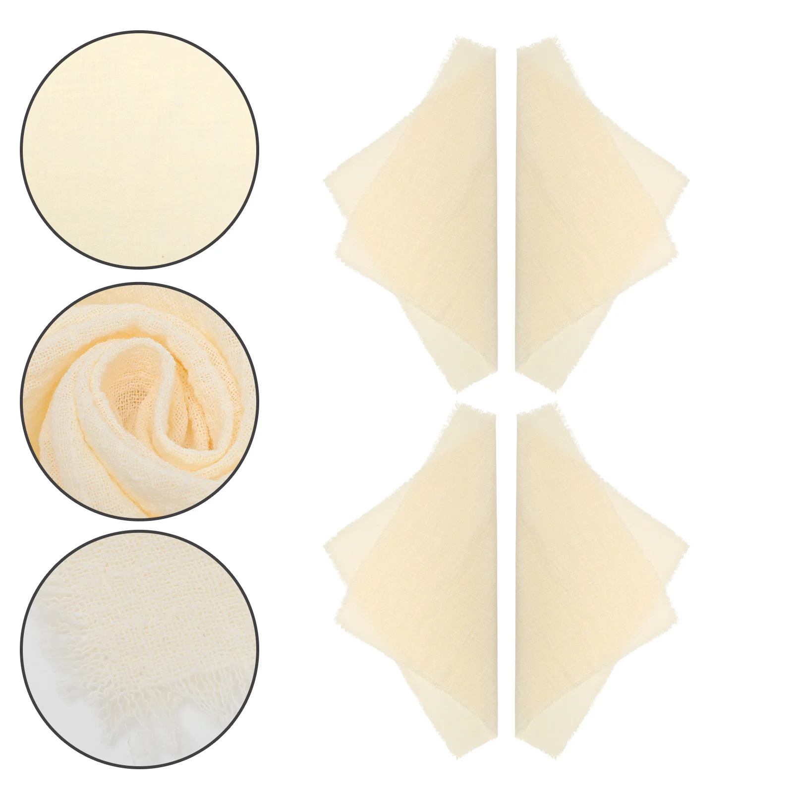 

4Pcs Decorative Gauze Cotton Linen Dinner Napkins Washable Reusable Table Napkins for Weddings Party Dinner Napkin