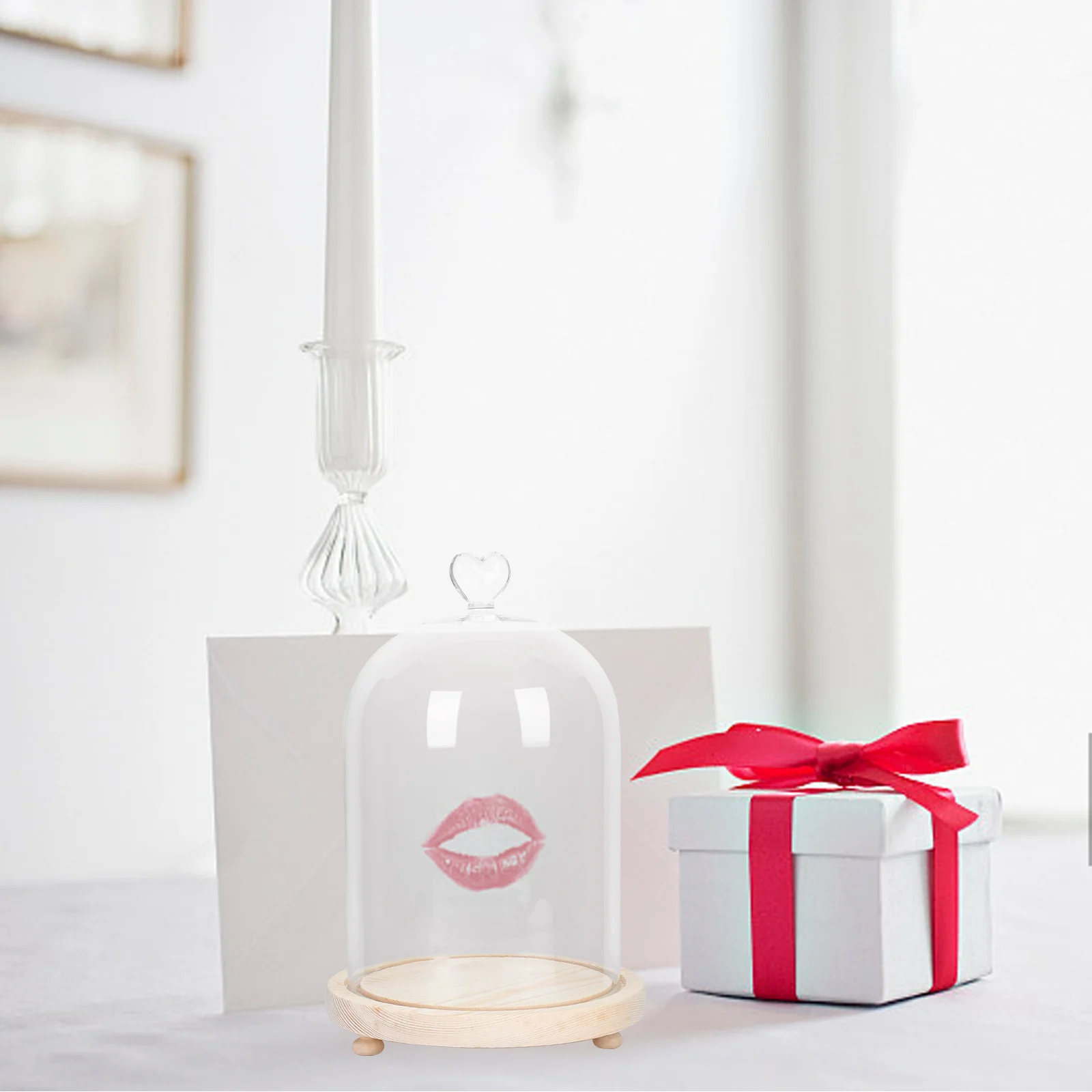 

Romantic Couple Hand Glass Cover Decor Glowing Led Base Valentine'S Day Present Bedroom Living Room Table Home Desktop