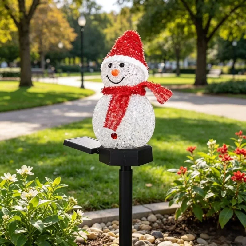 Christmas Garden Stake Lights Solar Lamp, Snowman Outdoor Waterproof LED for Yard Patio Lawn Pathway Xmas Holiday Home Decor