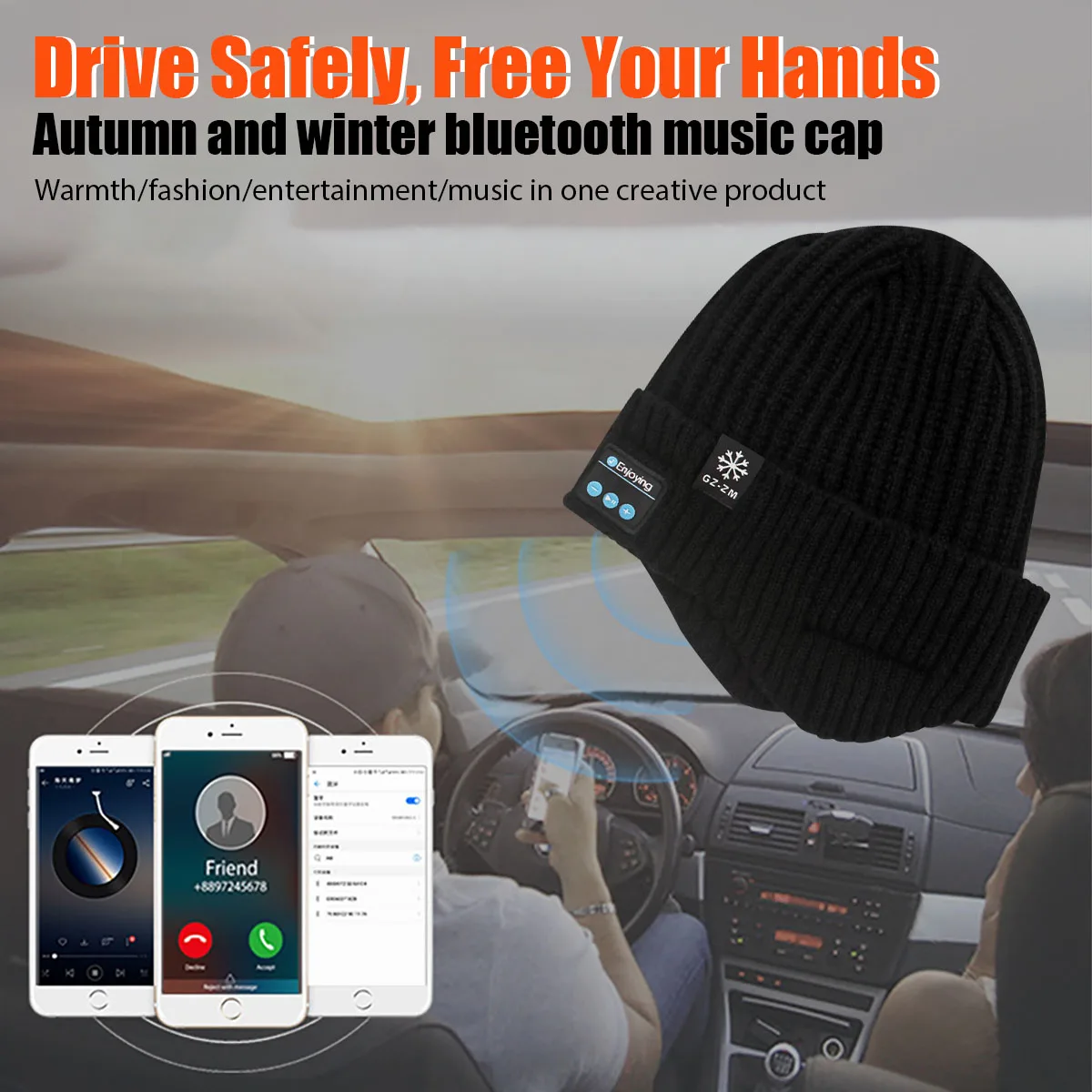 

Беспроводная вязаная шапка с Bluetooth, наушники для улицы, теплая музыкальная велосипедная шапка, зимняя умная гарнитура для кемпинга и верховой езды с бархатом