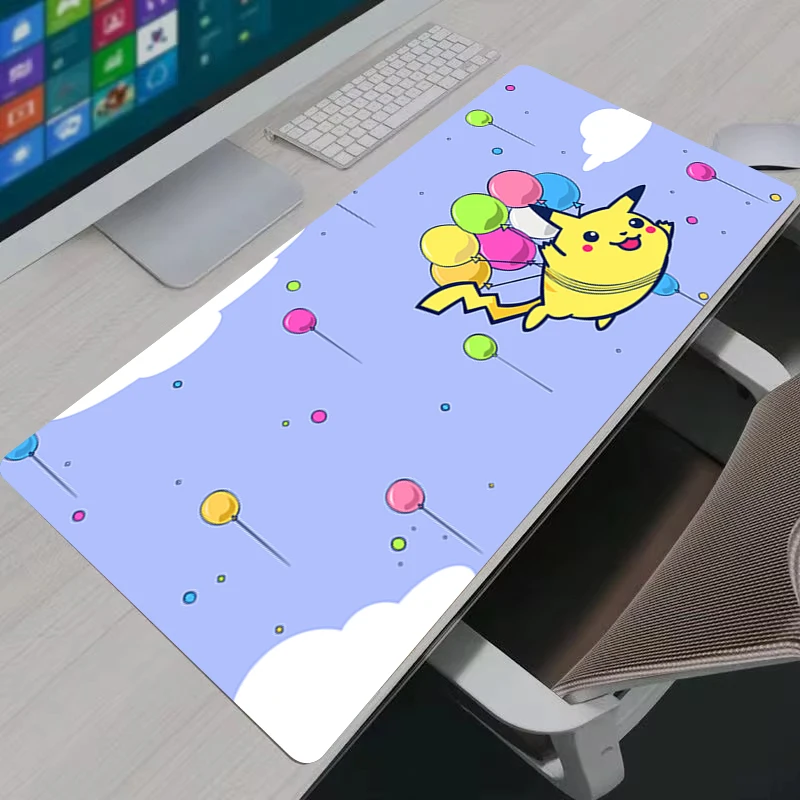 Mouse Pad Anime Gaming P-Pokemon Charizard Gamer Cabinet Mouse Mat P-Pikachu Keyboard Mousepad Lock Edge Computer Desk Mat