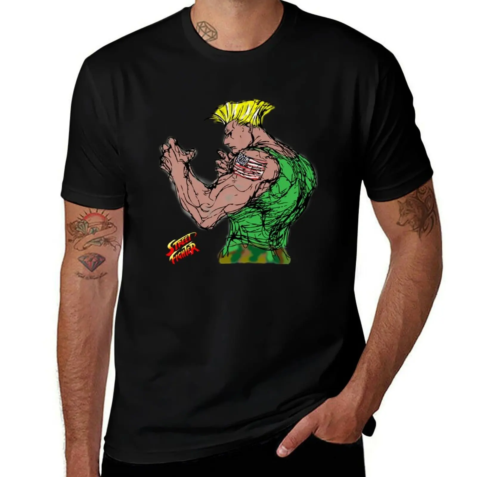 

Streetfighter 2 Guile T-Shirt cotton t shirts man 100% t shirt man casual essential t shirt T-Shirt