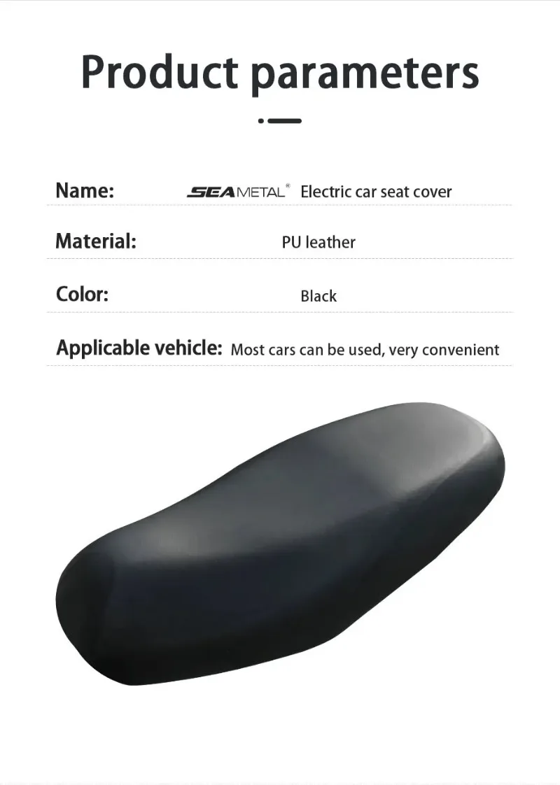 SEAMETAL Motorcycle Seat Cover, Waterproof PU Leather Anti‑Scratch Motorcycle Seat Cushion Protector Mat for Motorbike