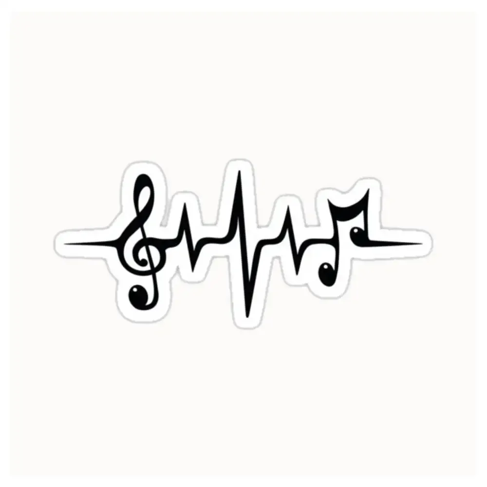 Music Pulse Heartbeat Notes Clef Frequency Wave Sound Festival Waterproof Stickers For Decorating Car