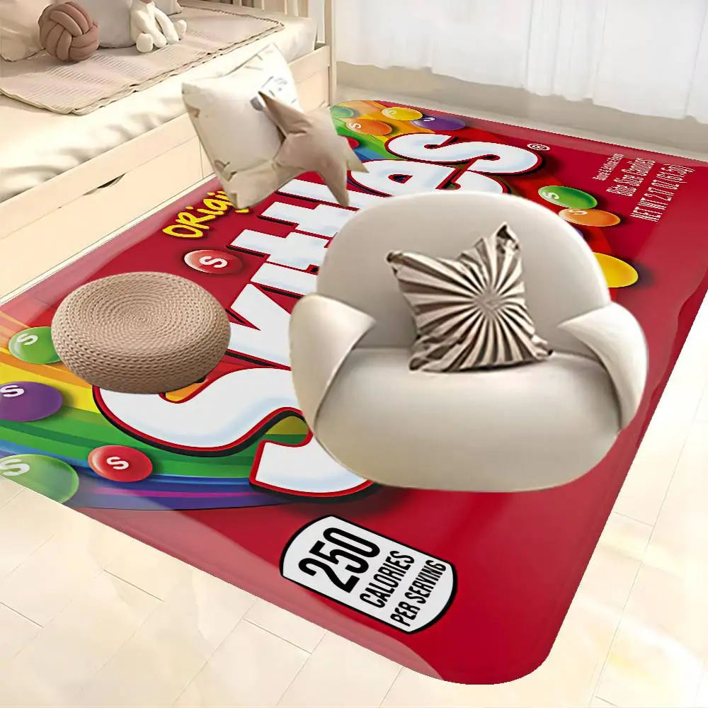 Alfombrillas de Estilo Nórdico con Diseño de Caramelos de Frutas Agridulces S-Skittles-S, Alfombrillas para Puerta de Casa, Baño, Dormitorio, Hotel