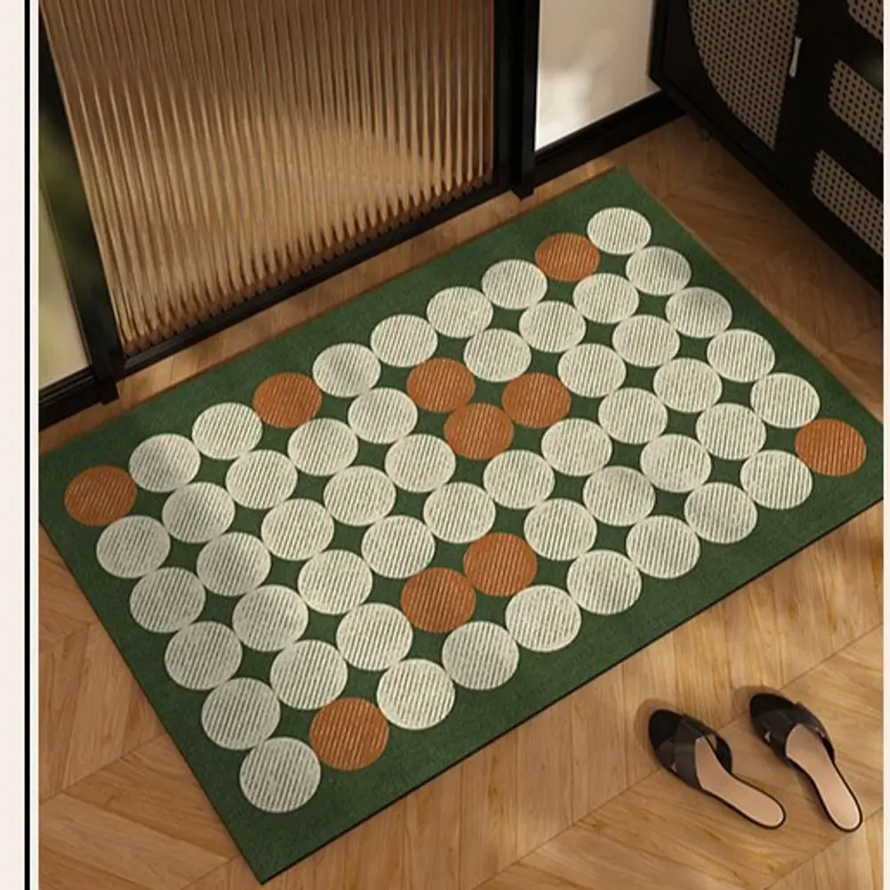 VIKAMA Crystal Velvet Rug French Retro Bathroom/Washroom Waterproof and Easy-to-Maintain Carpet Door Mat for Bedroom Home Decor
