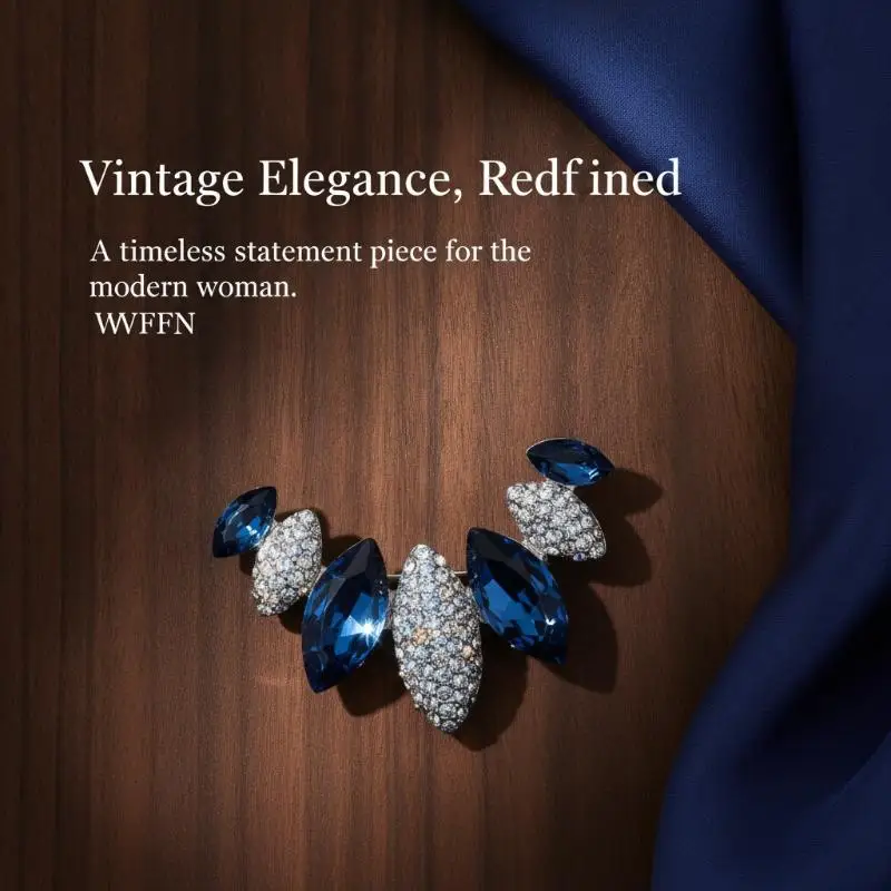 Shiny Zircon Leaf Charm Brooch for Women Colorful Rhinestone Geometric Lapel Pin Graduation Dress Decor