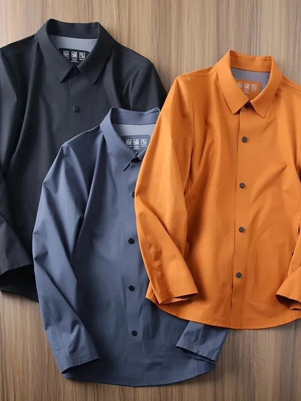 

Водонепроницаемая повседневная мужская куртка с воротником, ветрозащитная, простой дизайн, осенняя, деловая, повседневная, с клееными швами