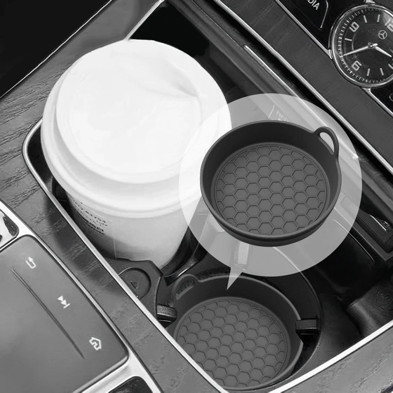 SEAMETAL 2pcs Car Water Cup Holder Coaster Silicone Universal Round Insert Cup Holder Pad Anti Slip Heat Insulation Car Cup Mat