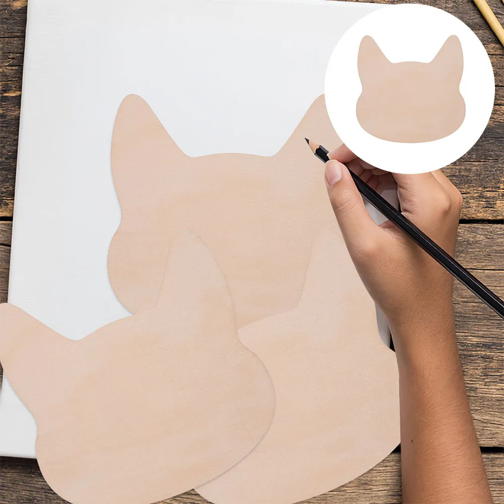 

12Pcs Blank Wood Cat Slices DIY Craft Cutout Versatile Use Wall Hanging Tabletop Decor Cat Lover Wooden Hanger DIY