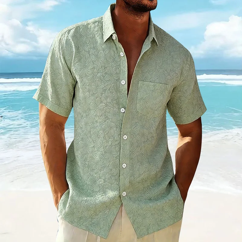 

2026 New Men's Short Sleeve Shirt Loose Fashion Lapel Shirt