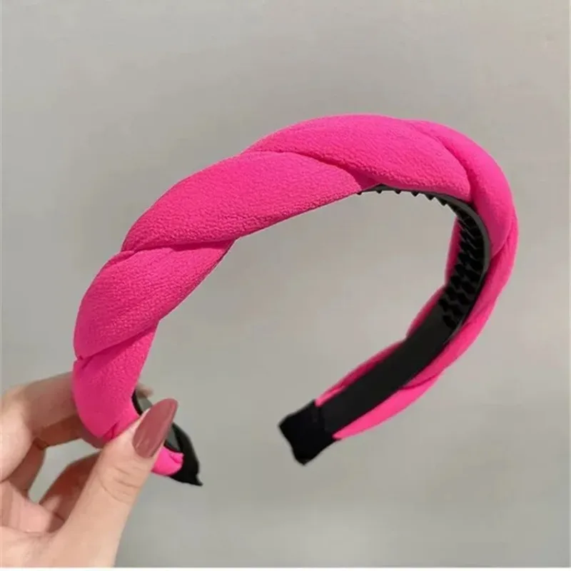 Women\'s Fashion Solid Sponge Headband Braided Teeth Non-slip Hairband for Girls Ladies Twist Hair Hoop Headwear Hair Accessories