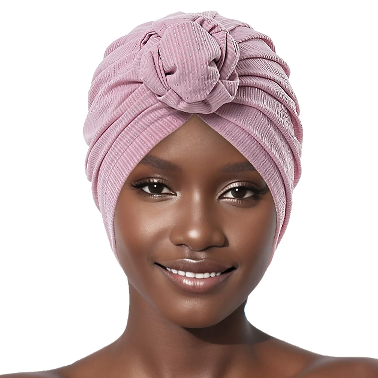 

2024 Women Fashion Muslim Turban Hat Top Knot Flower Decor Headwrap Ladies Hair Cover Beanie Head Wear Headscarf Chemo Cap