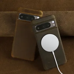 Premium Crazy Horse Genuine Leather Case For Google Pixel 9 Pro 7 6Pro 7A Phone Cover with Magnetic Protection Funda Back Shell