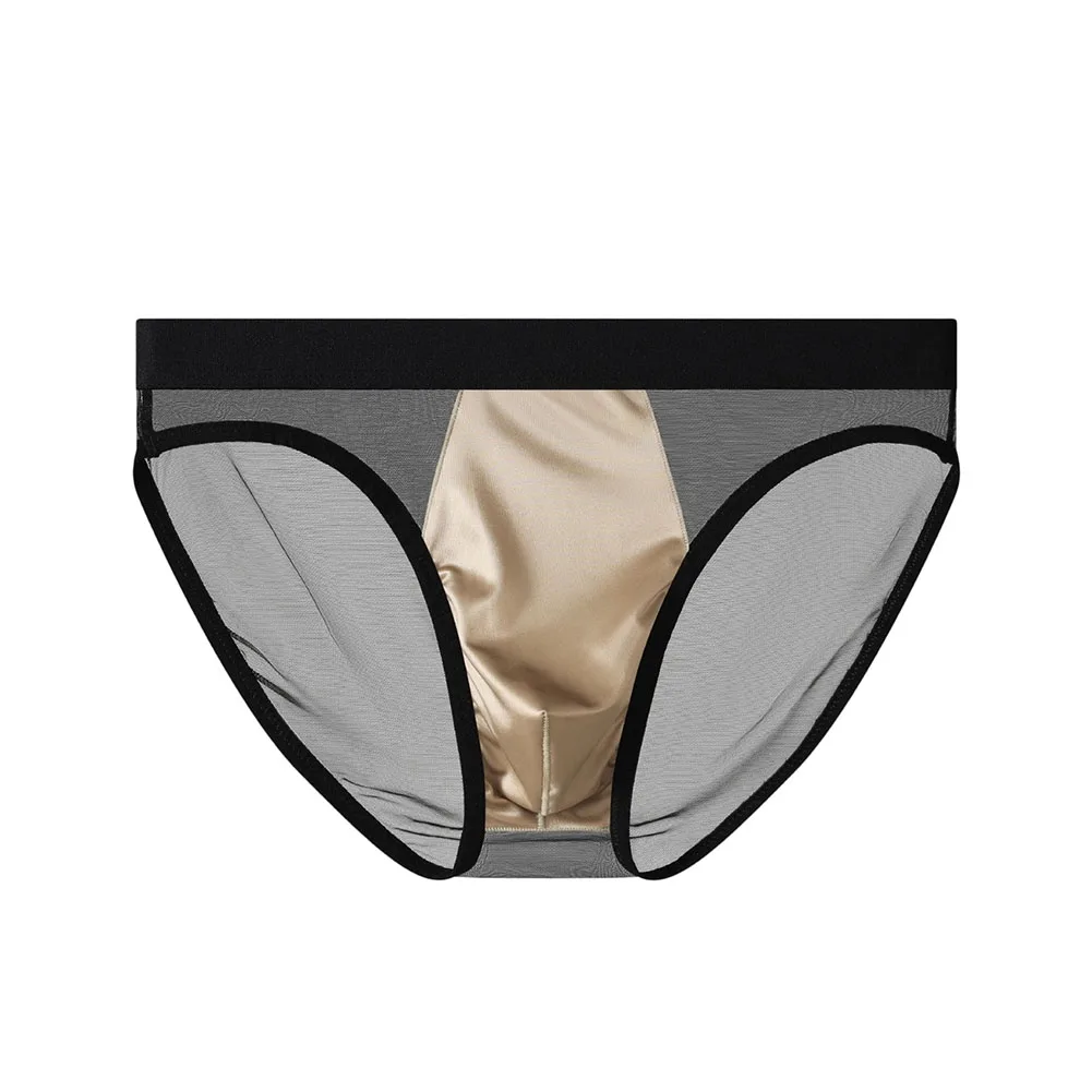 Translucent Men Mesh Underwear Sexy Thin Perspective Briefs Mid-rise Male Slips Homme Panties Erotic Breathable Underpants Cueca