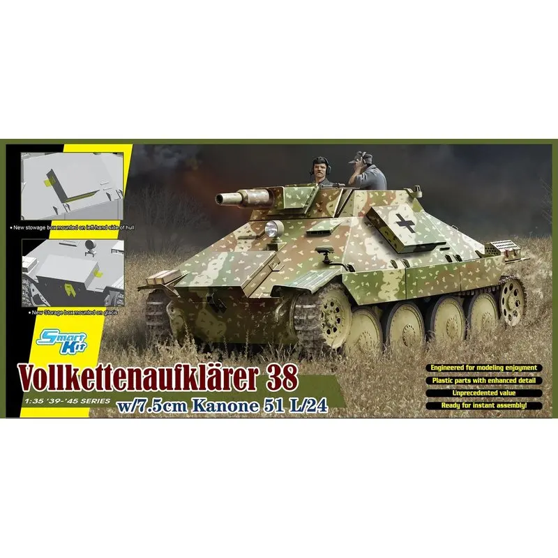 

DRAGON 6815 1/35 Vollkettenaufklaerer 38 w/7.5cm Kanone 51 L/24 - Scale Model Kit