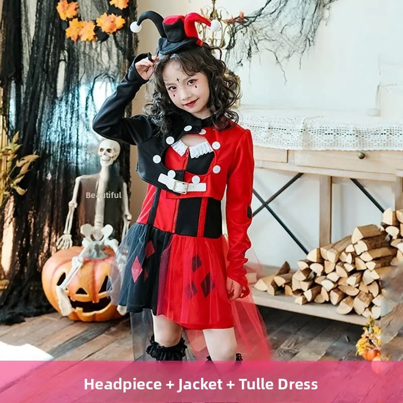 大人用コスプレピエロスーツ ハロウィン ピエロ パフォーマンスコスチューム パンク ハリー ソウルレス サーカス衣装 レディース 伝統的な中国衣装