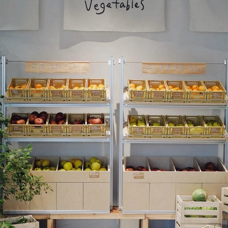 Aluminum profile commodity rack, birch ocean board, fruit and vegetable basket, storage box, storage rack, basket, snack storage