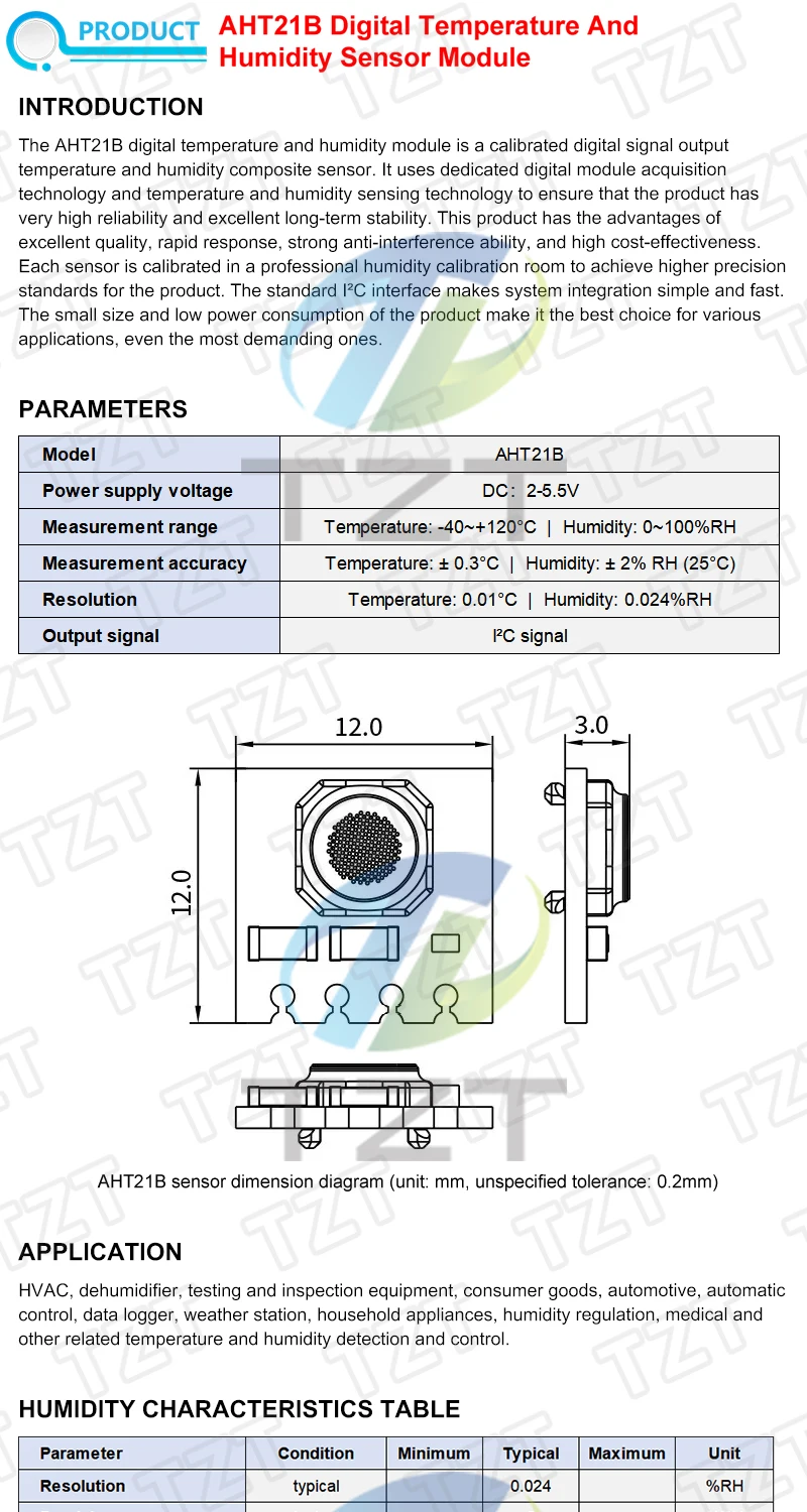 AHT10 AHT15 AHT20 AHT21B AHT25 AHT30 Hochpräzises digitales Temperatur- und Feuchtigkeitssensor-Messmodul mit I2C-Kommunikation – Detail 5