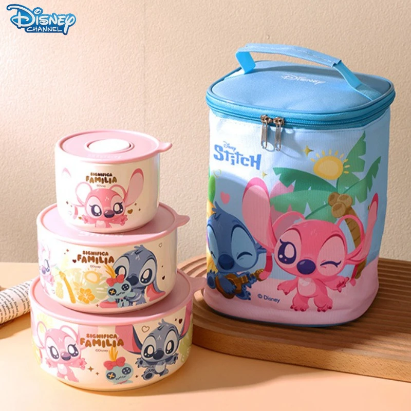 

Stilt Ceramic Fresh Bowl Kawaii Angel Disney Animation Soup Bowl Mickey Student Cartoon Character Modeling 3PCS Tableware Gift