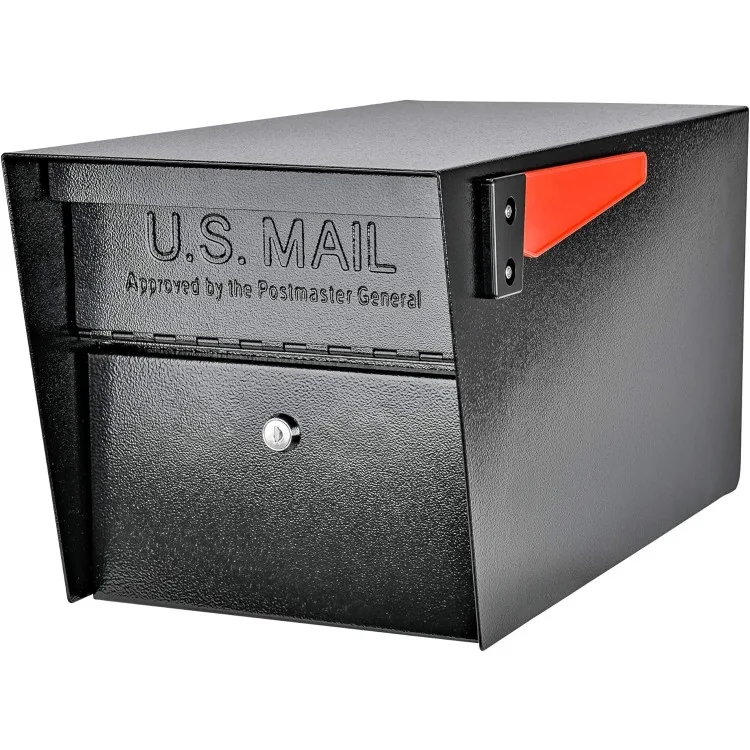 Mail Manager Curbside Locking Security Mailbox, Black,Large & 7144 Box Spreader Bar for Two-Mailbox Applications, Black & 7121