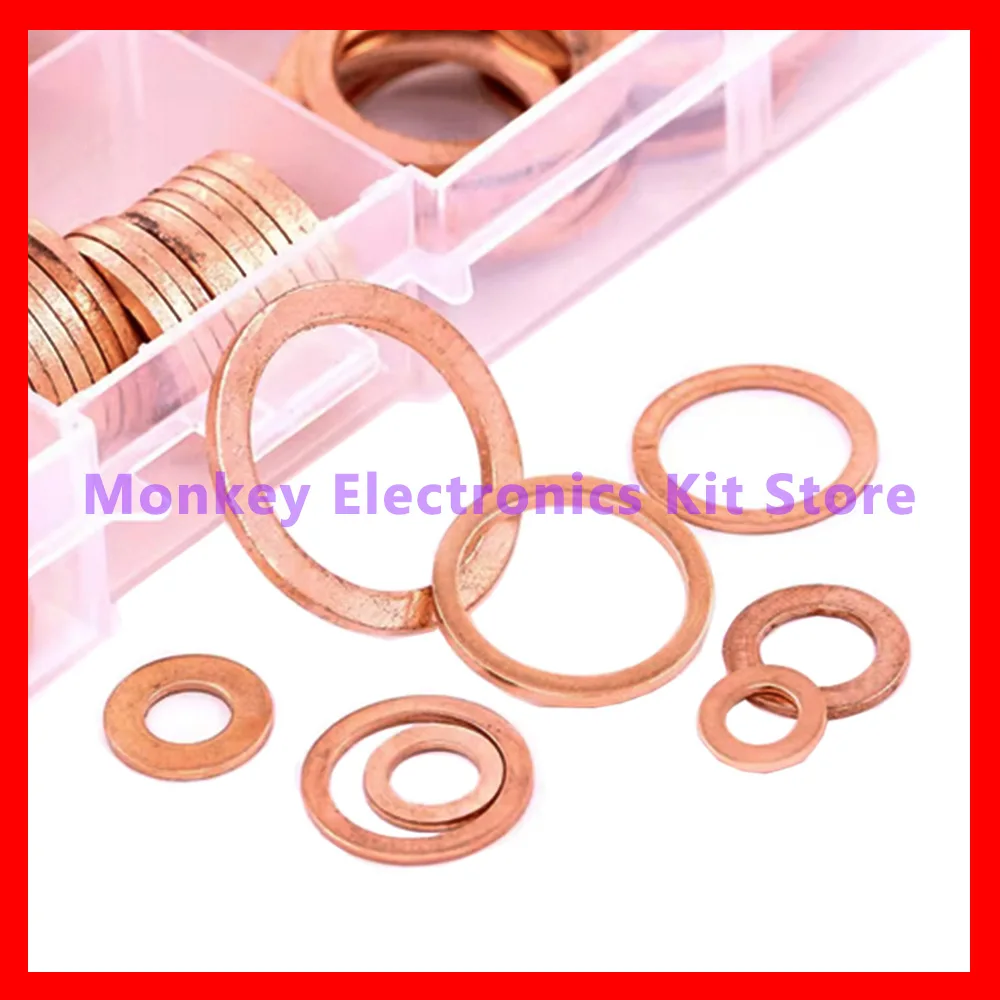 50/100/120/200 Pcs Copper Washer Sealing Gasket Flat Ring Seal Assortment Kit M4 M5 M6 M8 M10 M12 M14 For Sump Plugs image 4
