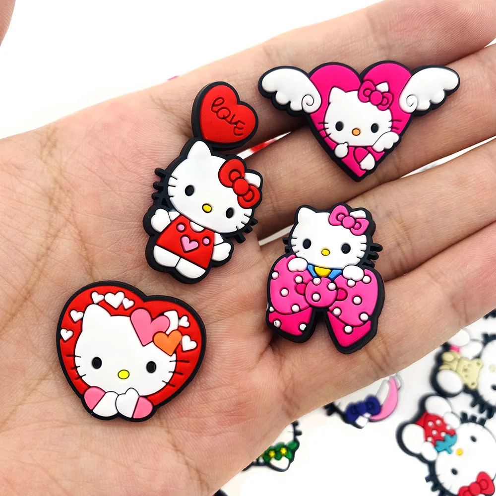10/35Pcs Anime Hello Kitty Set Cute KT Cat Series DIY Shoe Charm Garden Accessories Buckle Fit Clogs Sandals Pin Decorate Gift