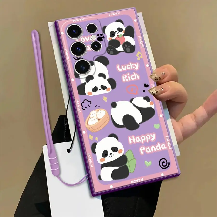 Cute Panda- Phone Cover Case for Samsung Galaxy S26 Ultra S23 S21 S20 FE S22 S24 S25 Plus Note 20 10