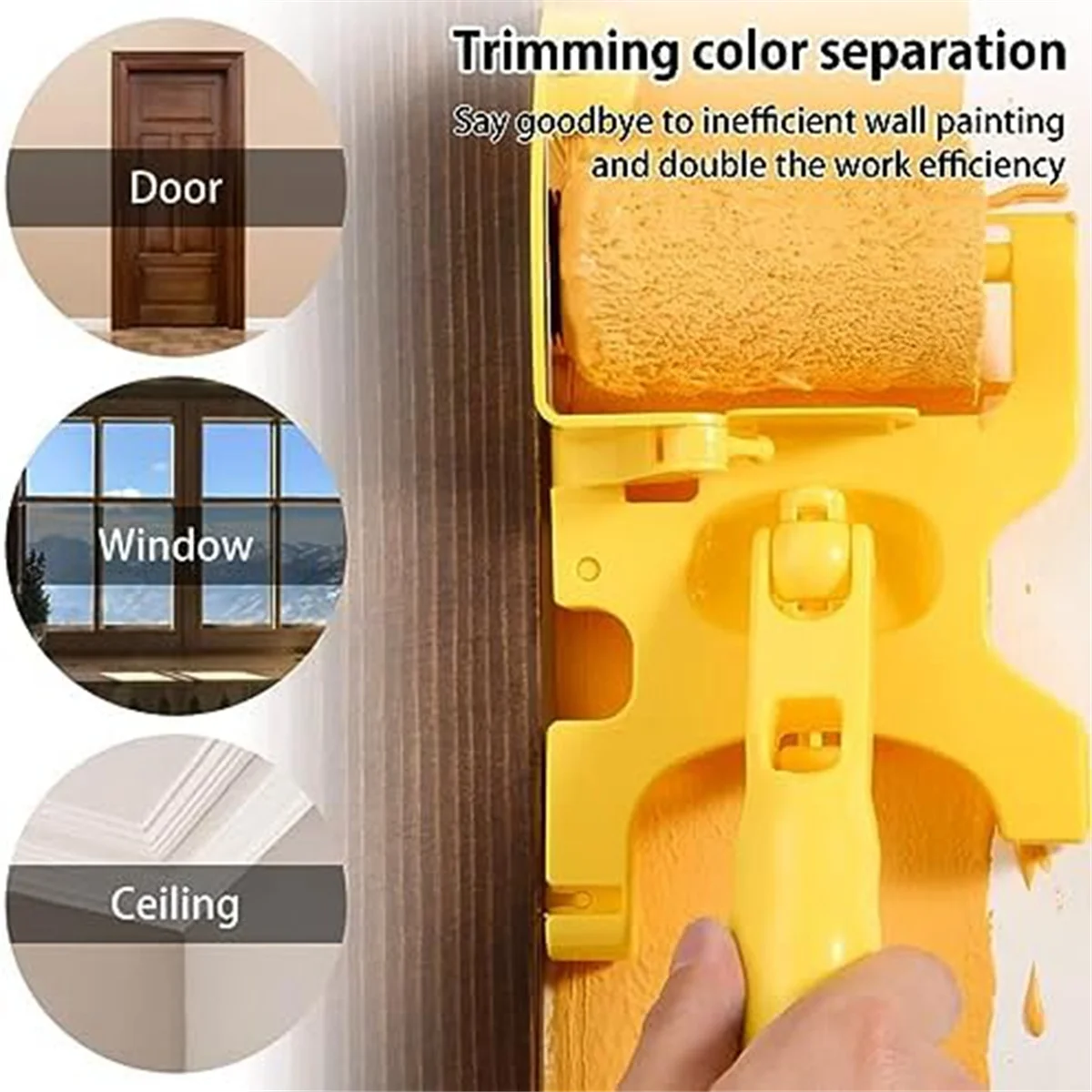 

New Paint Edge Roller Brush with Roller Brush Extension Pole for Home Room Wall CeilingWindow Painting Cleaning Paint Roller