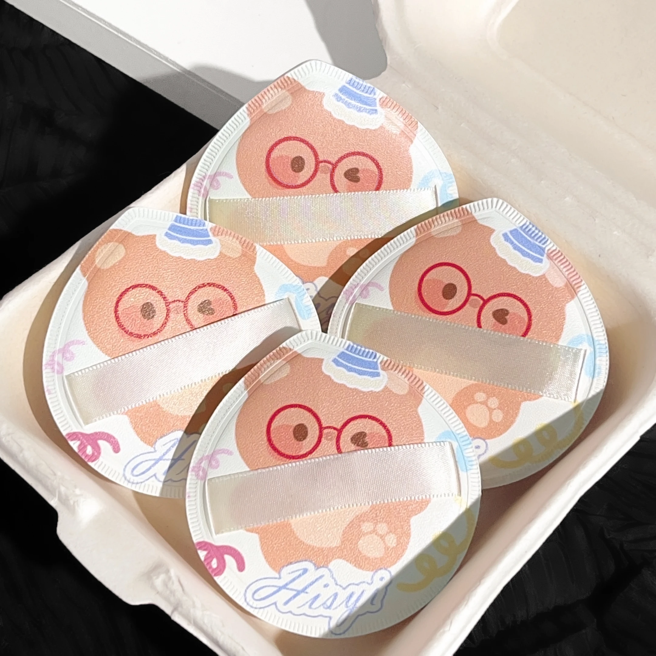 漫画ラウンド綿菓子パフ、ウェットおよびドライ、ポータブルベルベットパフ、韓国メイクアップコンシーラーファンデーションスポンジ