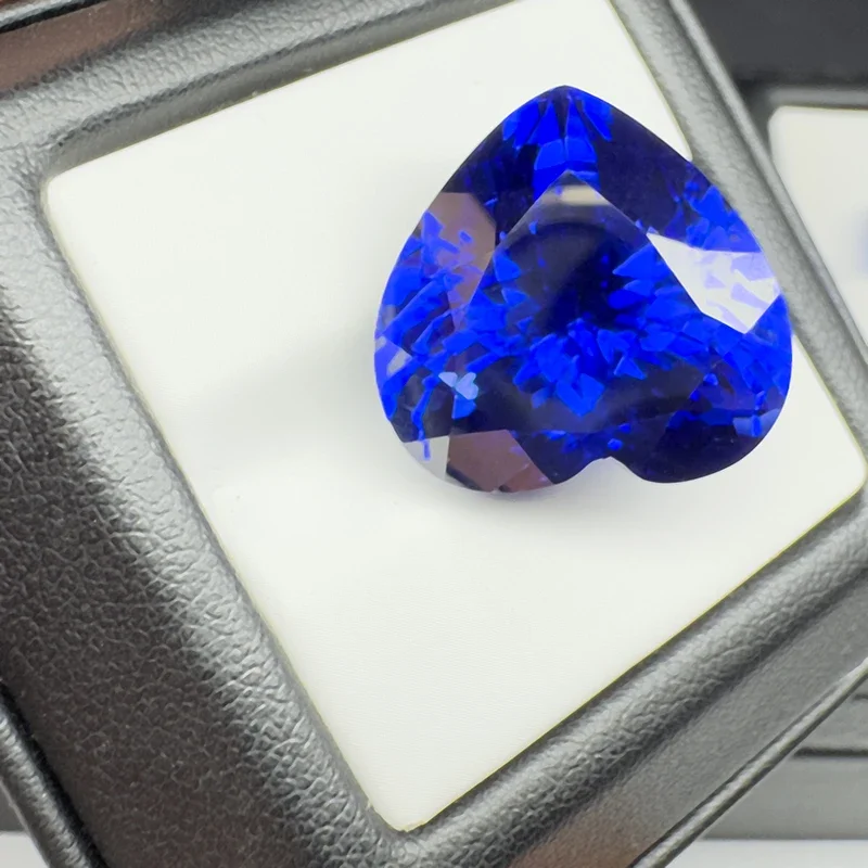 Zafiro cultivado en laboratorio, piedra preciosa VVS1 de 20x20mm con corte de corazón azul real para hacer joyería Diy con certificado AGL