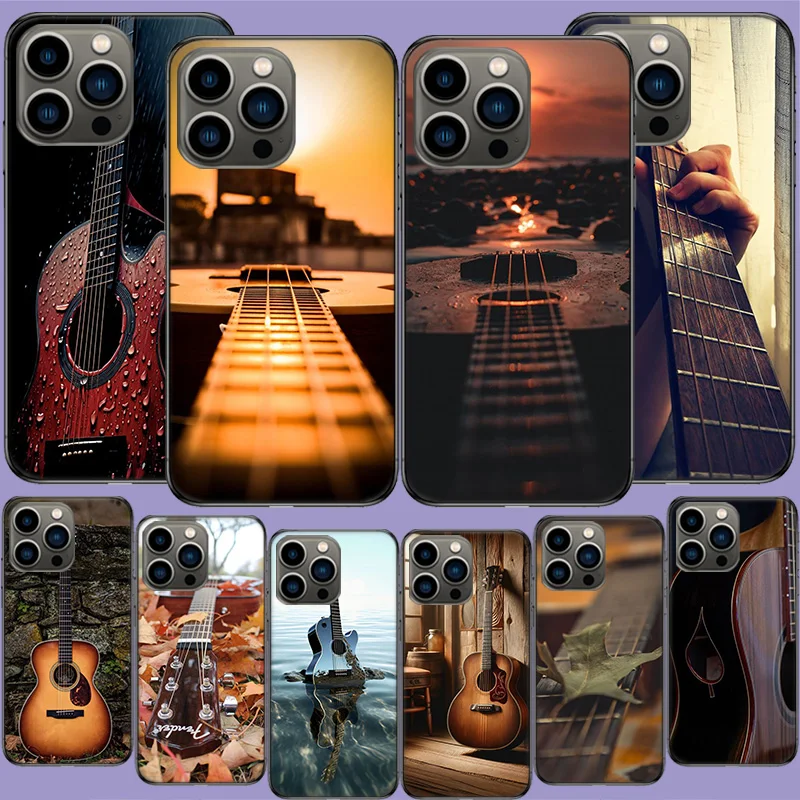 Guitar Collection Phone Case For Apple Iphone 16 13 Pro Max Coque 15 14 Plus Clear 12 Mini 11 Pro Cover Cute Fundas Silicone Sof