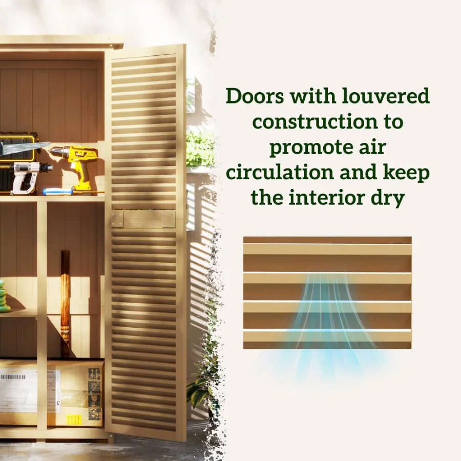 Gudang Penyimpanan Taman Kayu 5' x 3' dengan Atap Aspal dan 2 Pintu Kayu Besar dengan Kunci Yw