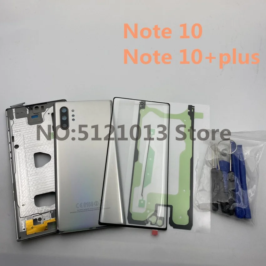 

FOR Samsung Galaxy NOTE 10+Plus N970 N975 Full Housing Case Back Cover Front Screen Glass Lens+Middle Frame Complete Parts