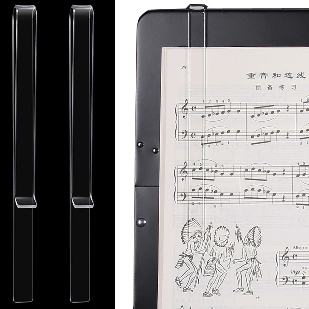 

5 Pairs Music Sheet Clips Acrylic Note Holder Book Page Clips for Musicians Piano Practice Reading Storage Portable