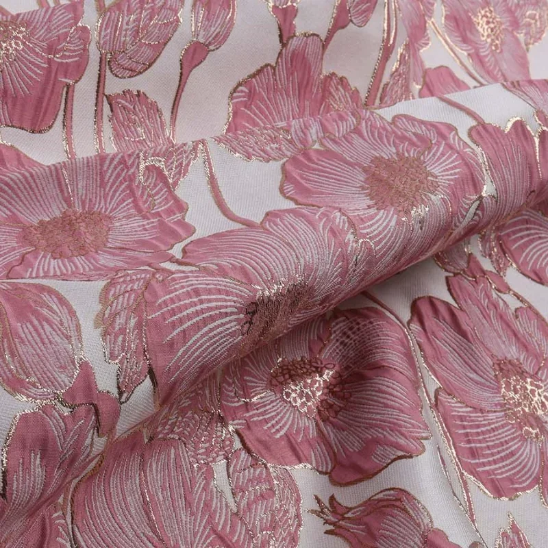 Pink Embossed Flower Jacquard Fabric Brocade for Dress Making Sewing Women Dress,Skirt,145cm Wide - Sold By The Meter