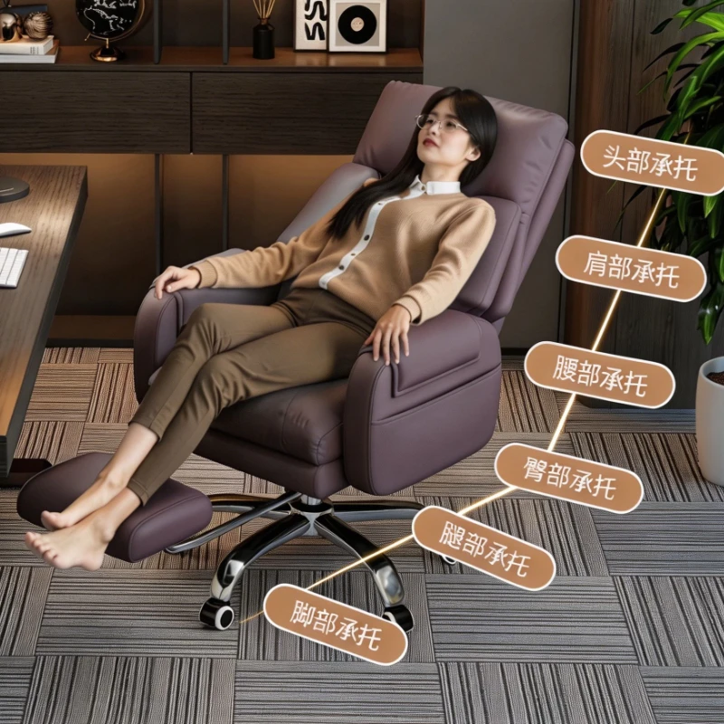

135°Infinite Recline Executive Computer Chair Scratch Resistant Faux Leather High Density Foam 360° Swivel 10cm Lift Office Home