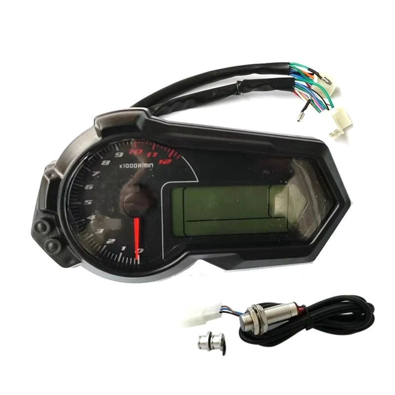 Newuniversal 1200RPM Motorcycle Odometer Tachometer UTV LCD Digital Speedometer Gauge For 2,4 Cylinders N1-6