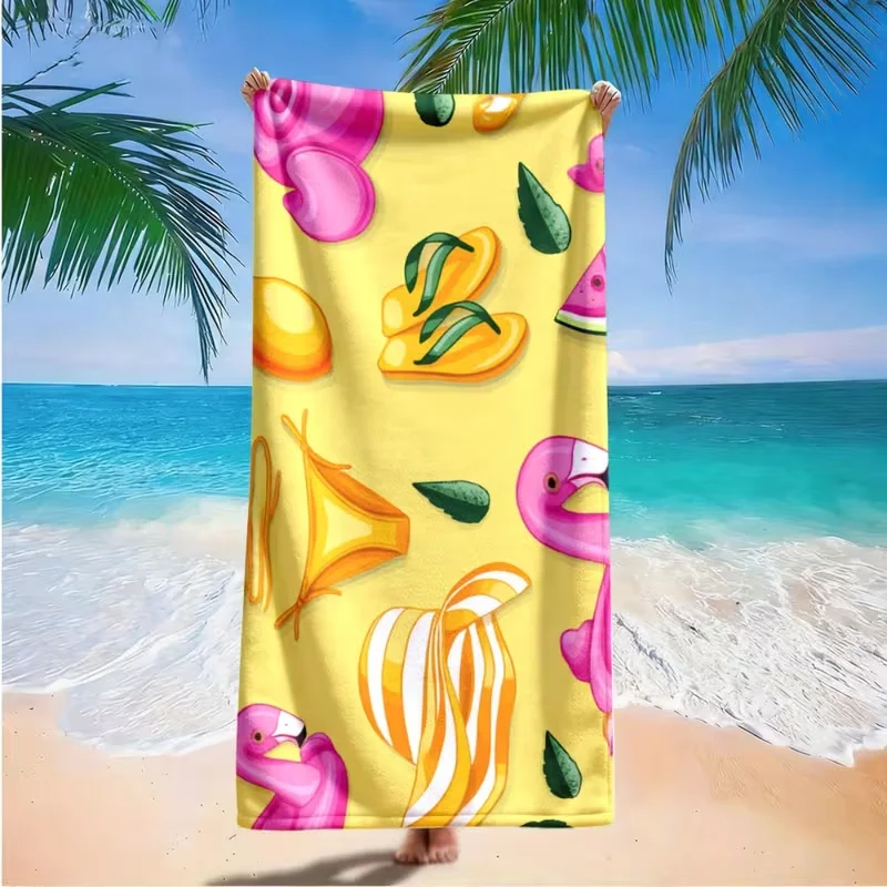 Colorful Gradient Flip Flop Print Beach Towel Summer Beach Element Quick Dry Sand Free Absorbent Towel Holiday Travel Blanket